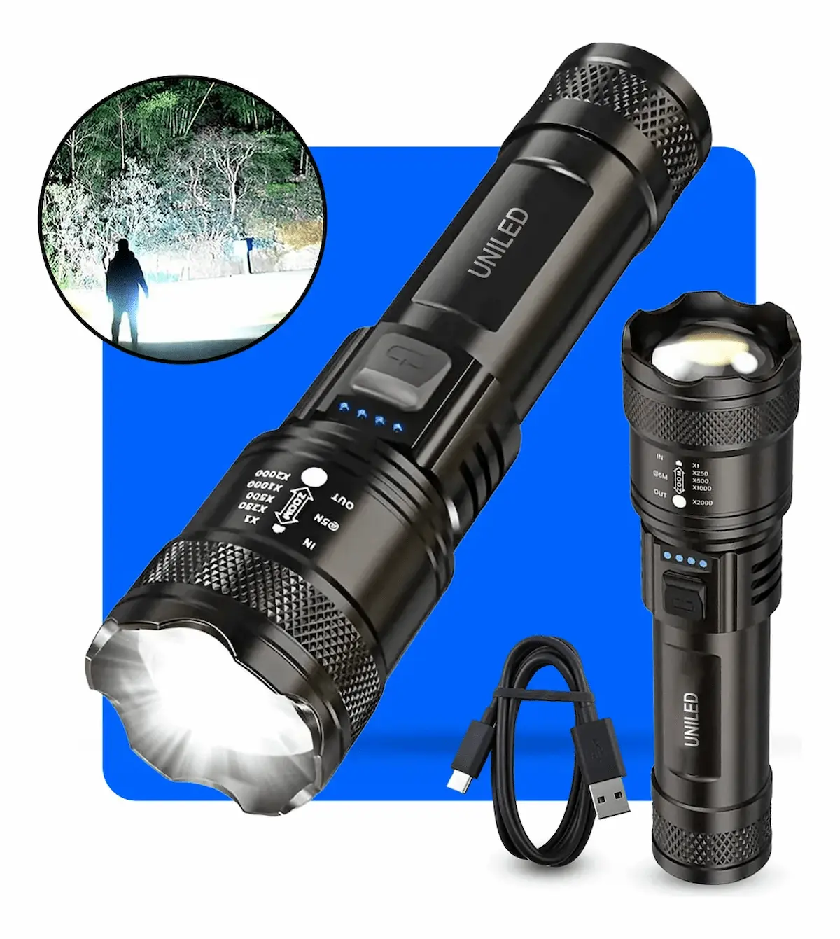 Lanterna Militar Tática LED UNILED potente para uso profissional