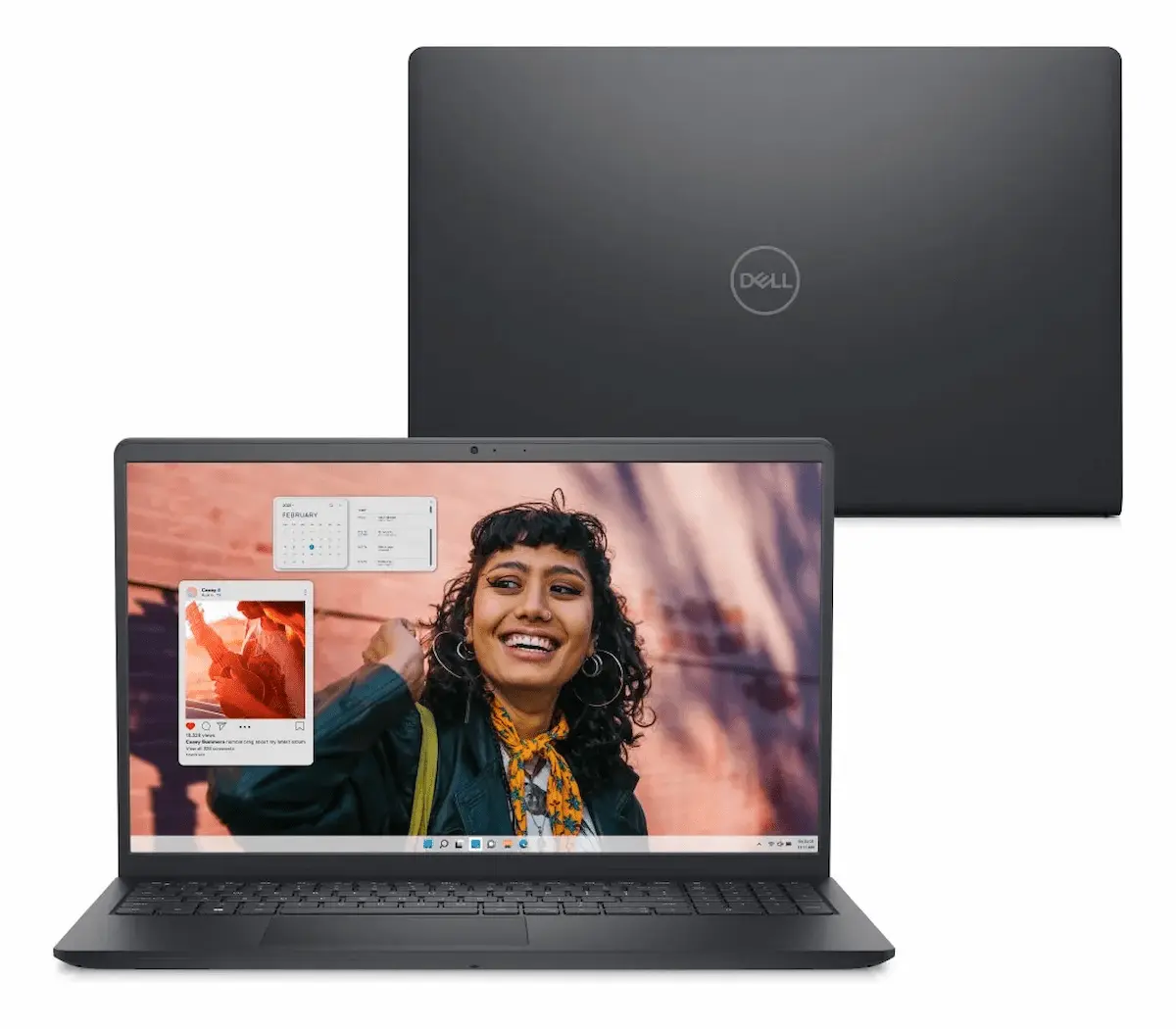 Notebook Dell Inspiron I15 Core 3 na cor preta aberto